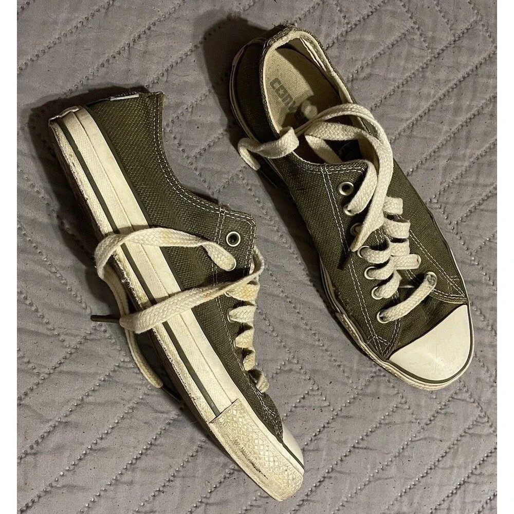 Vintage Converse All Stars Shoes Mens Size 10 Army Green Y2K Natural Hemp Rare